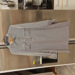 💕TORY BURCH💕 Long Sleeve Button Front Shirt Dress ~ 12 Geometric Chain Print